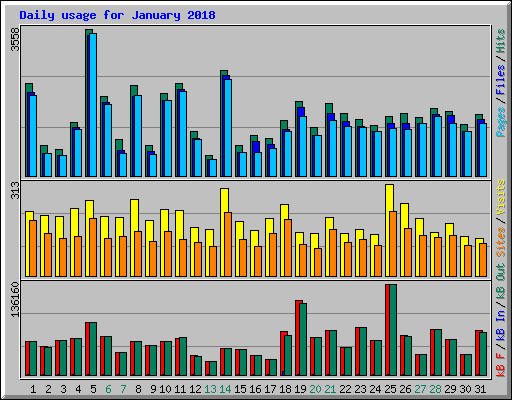 Daily usage for January 2018