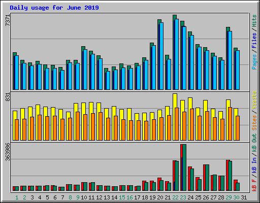 Daily usage for June 2019